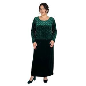 Jessica McClintock NWT Gunne Sax Vintage 90s Emerald Green Velvet Maxi Dress 16W